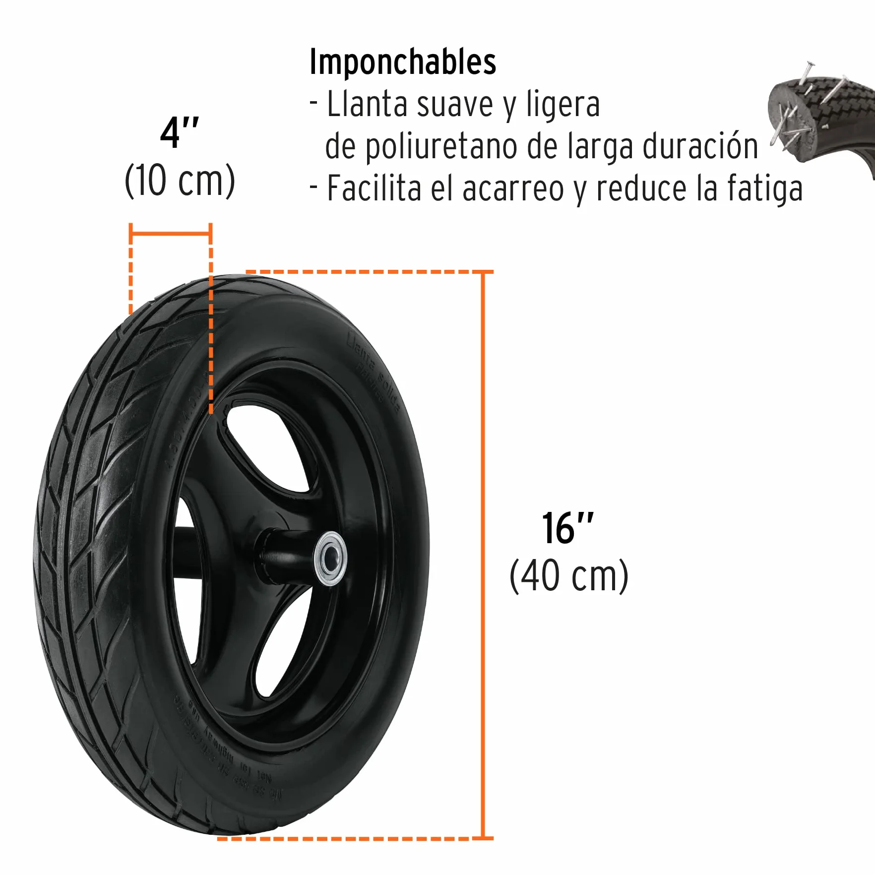 CARRETILLA 70L, ANGOSTA, LLANTA IMPINCHA