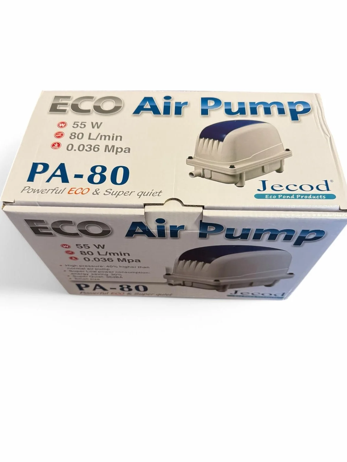 Compresor de Aire Jecod PA-80 para Acuario, Estanque y Fosa Séptica – Bomba de Aire Silenciosa, Oxigenador Potente Bajo Consumo