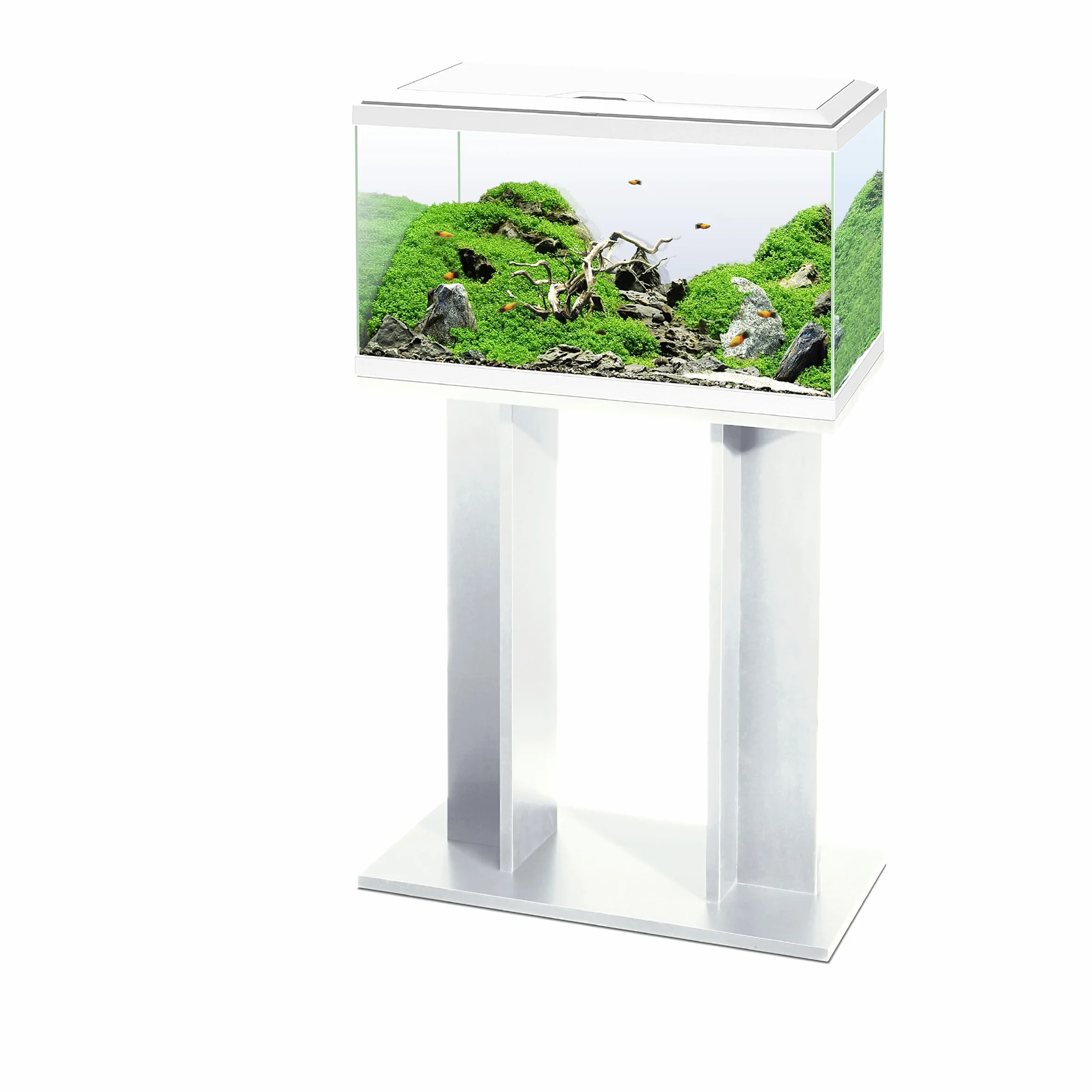 Ciano, Acuario 60 Blanco, para Peces, Equipado con Filtro, consumibles, LED y calefacción, 58L, Embalaje Reforzado para envío Web