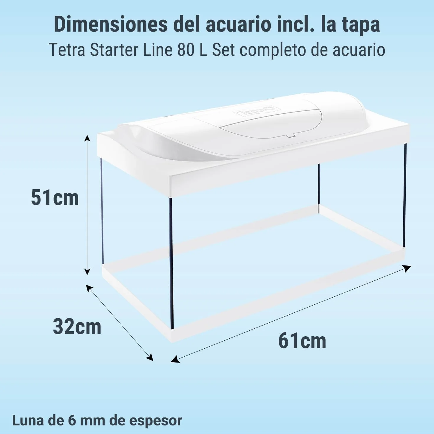 Tetra Starter Line LED 80L Acuario de Inicio Blanco, Bombilla LED con Modo luz Diurna/Nocturna