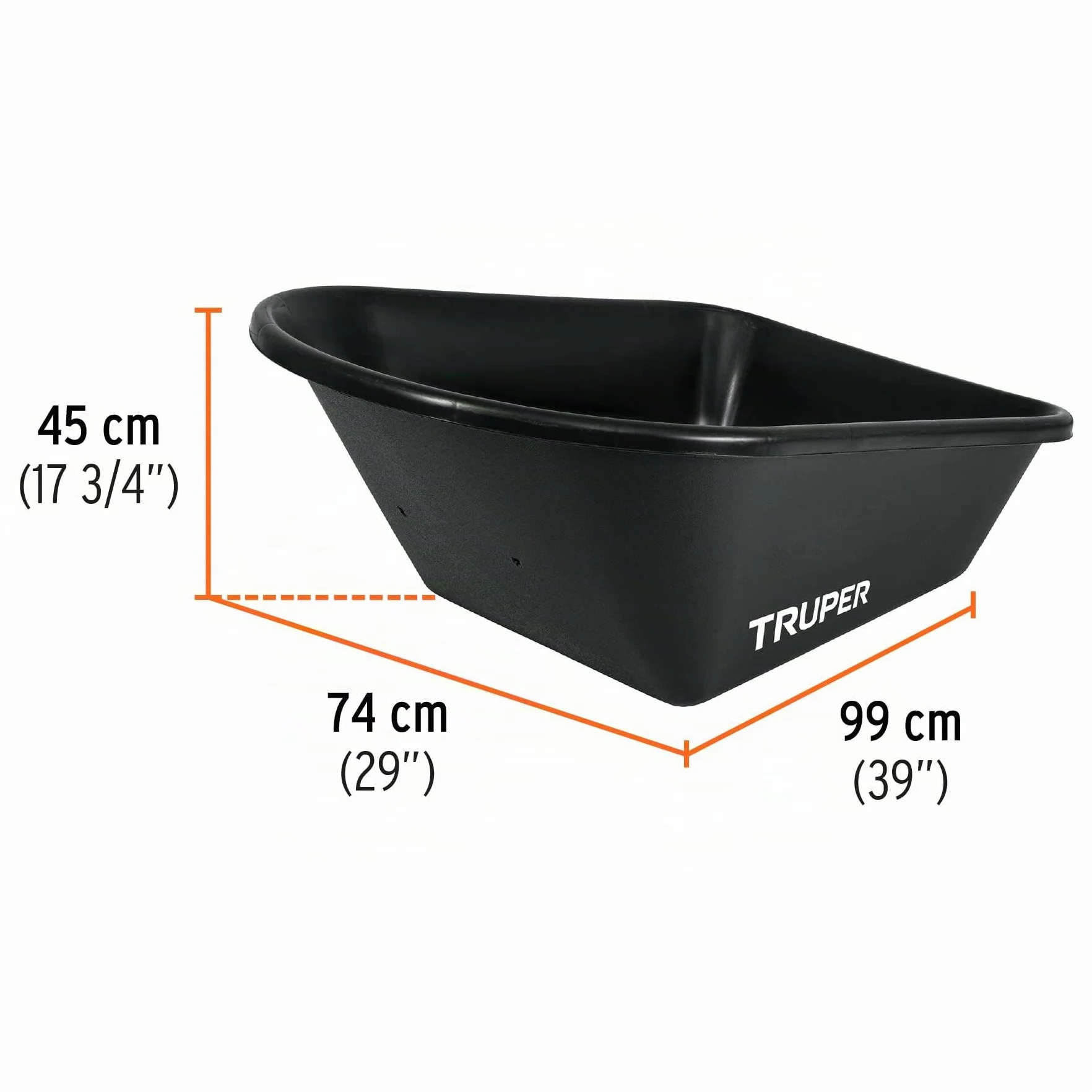 Truper CAT-60PL Carretilla de plástico, 1,8 m, ruedas knobby, 40,6 x 10,2 cm