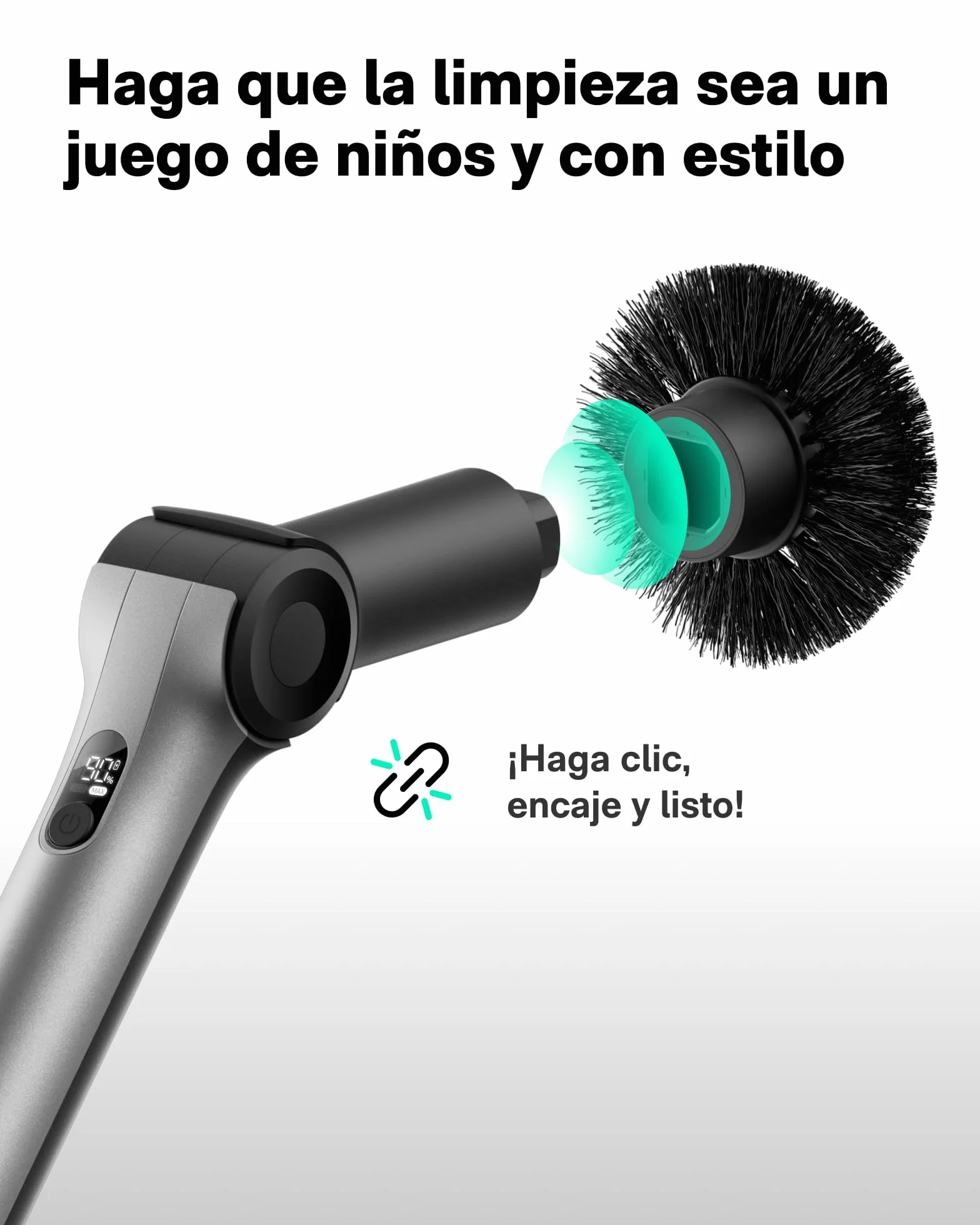 HOTO Cepillo Eléctrico Limpieza Hogar - Mango Extensible con Ángulo Ajustable, IPX7, Incluye 8 Cabezales Reemplazables para Limpieza Profunda de Baños, Azulejos y Superficies