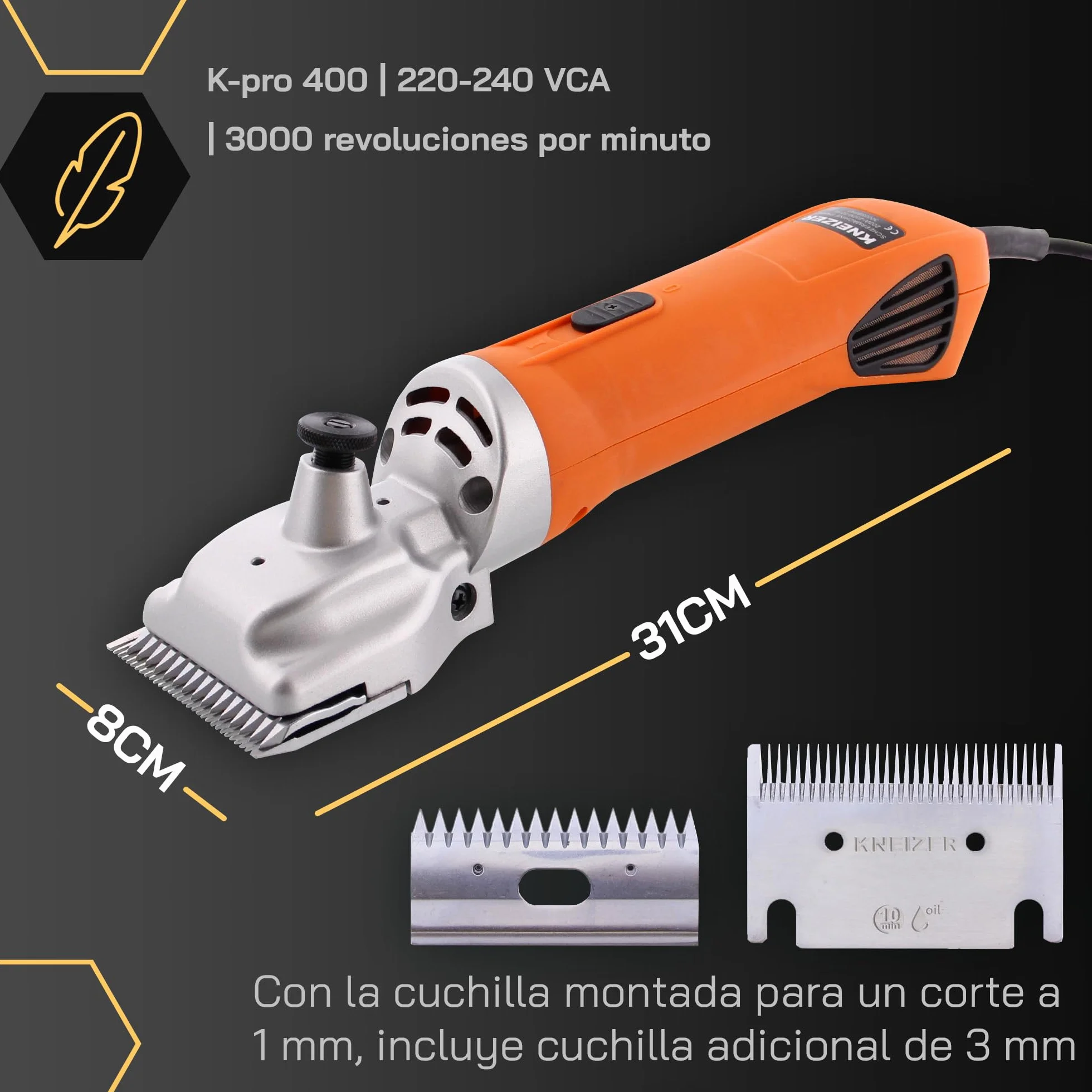 Esquiladora Caballos - Con cuchillas intercambiables – Silenciosa y de bajas vibraciones – Tranquilidad para el caballo – Adecuada para todo tipo de pelajes y partes del cuerpo