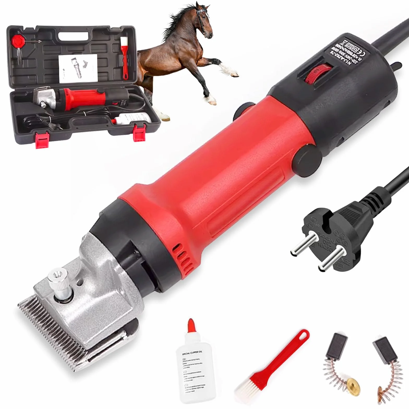 Esquiladora para Caballos, Maquina Esquilar Profesional para Caballo 220V 690W Eléctrica con Potente Motor de 2800 rpm y Cuchilla de 77mm de Diámetro