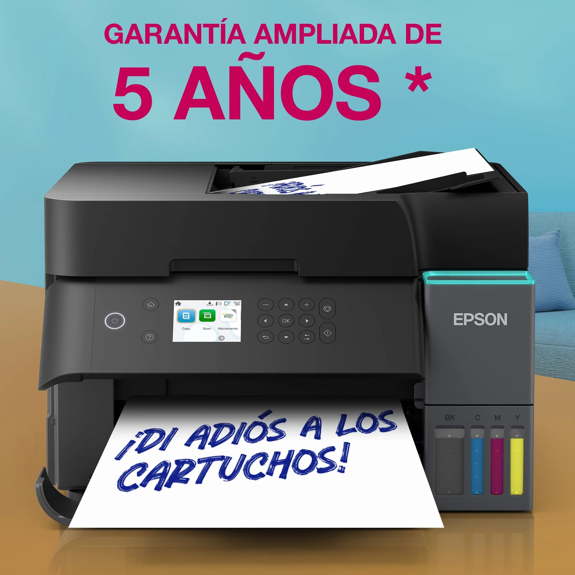 Epson EcoTank ET-3950 Impresora de Depósito de Tinta Wi-Fi A4 Doble Cara Imprimir Copiar Escanear Pantalla LCD 6,1cm ADF 30 Hojas Tinta Incluida