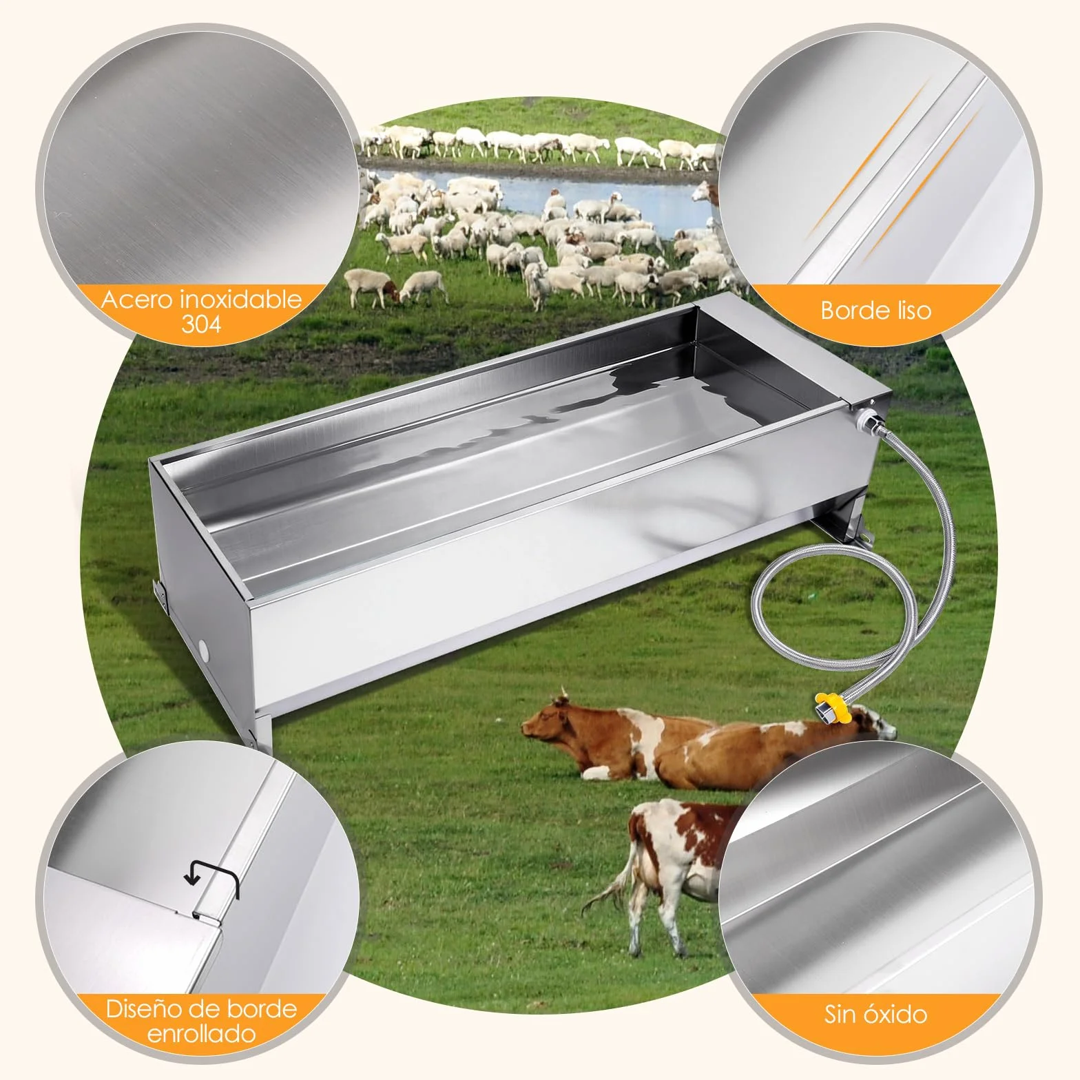 50 litros Bebedero con Válvula Flotante 1/2 Pulgada, Bebedero Automático con Kit de Conexión, Bebedero Flotante con Soportes, Bebedero para Caballos, Cabras, Ganado, Ovejas, Perros