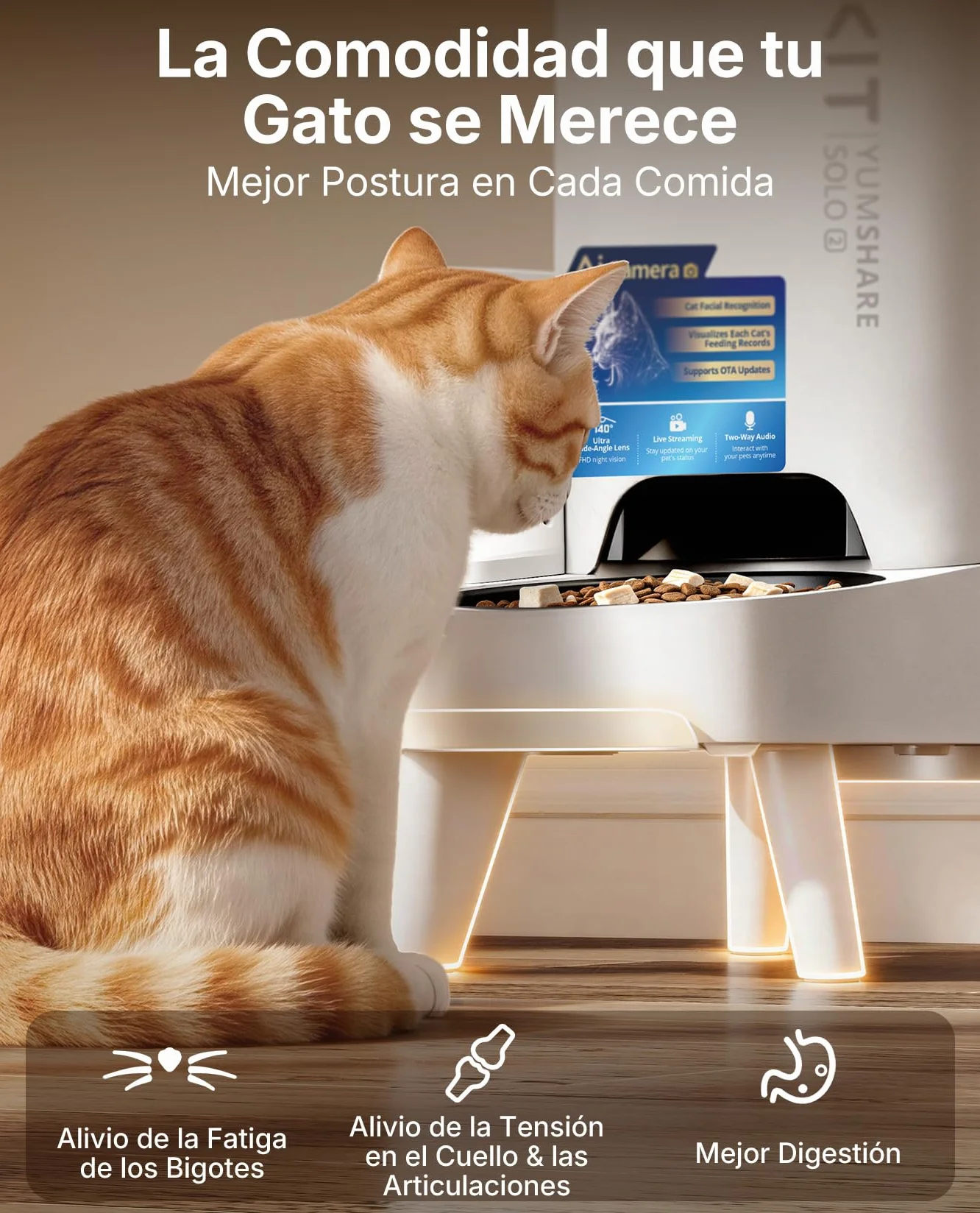 PETKIT Nuevo Comedero Gato Automatico con Cámara, Reconocimiento de Varios Gatos, 2.4G & 5GHz WiFi, 3L Dispensador Comida Gatos/Perros, 1080P HD, Función AI, App Control, Cuenco de Acero Inoxidable