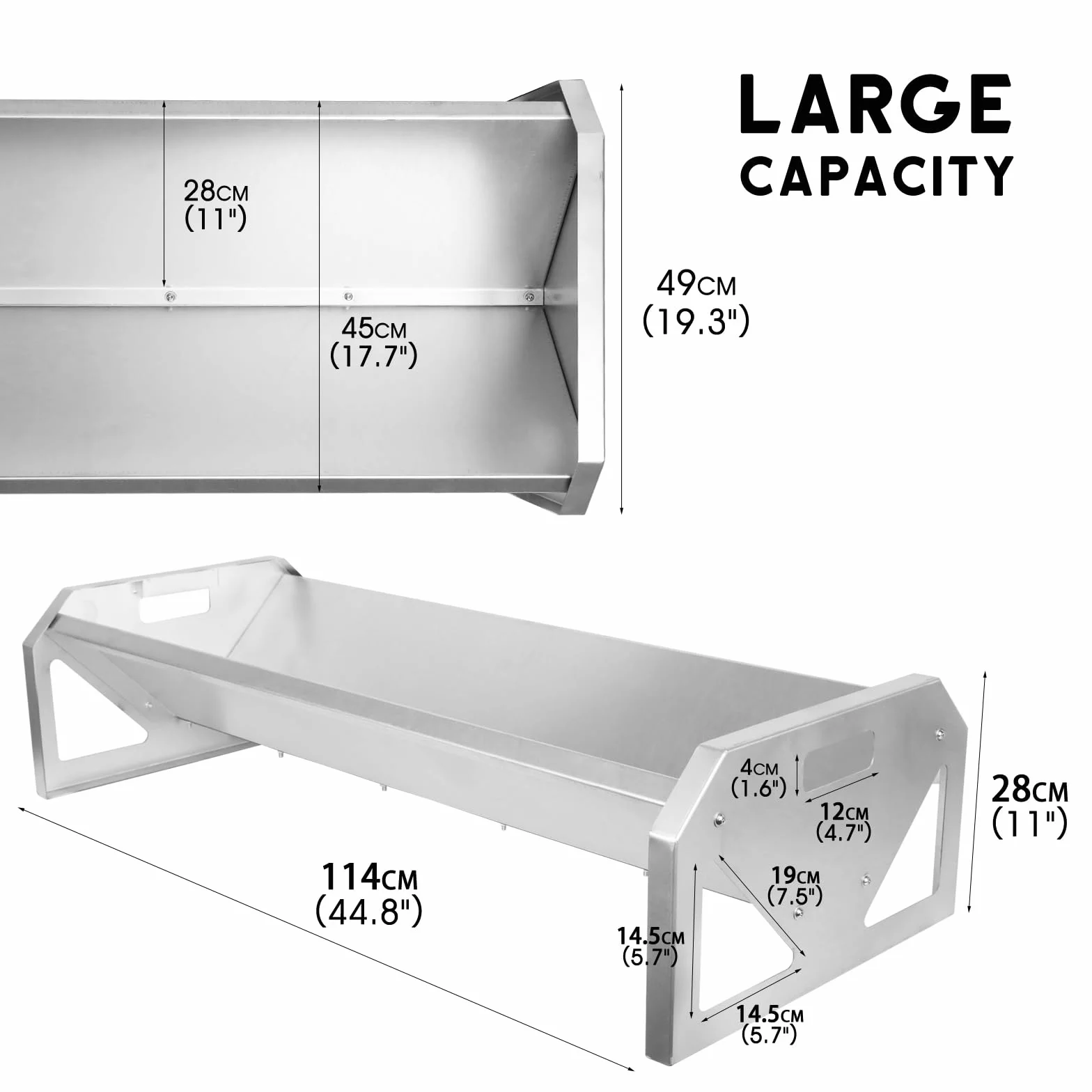 Comedero portátil de Acero galvanizado de 114,3 cm de Largo, Resistente, de Gran Capacidad, fácil de Limpiar, para terneros, ovejas, Caballos, Alpacas y Cabras