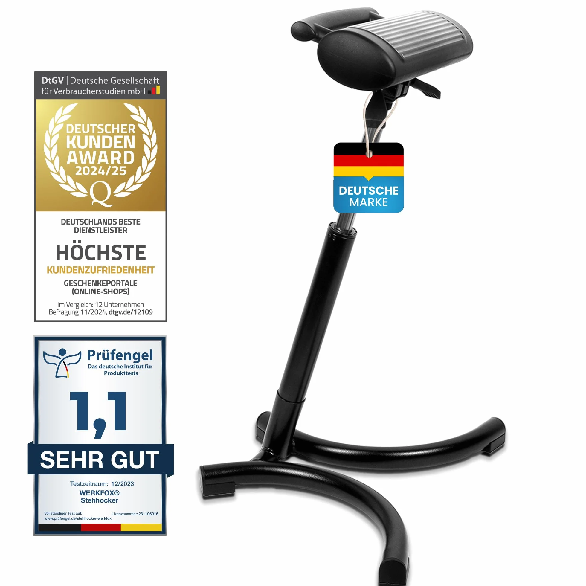 Taburete ergonómico de altura ajustable para taller, oficina e industria