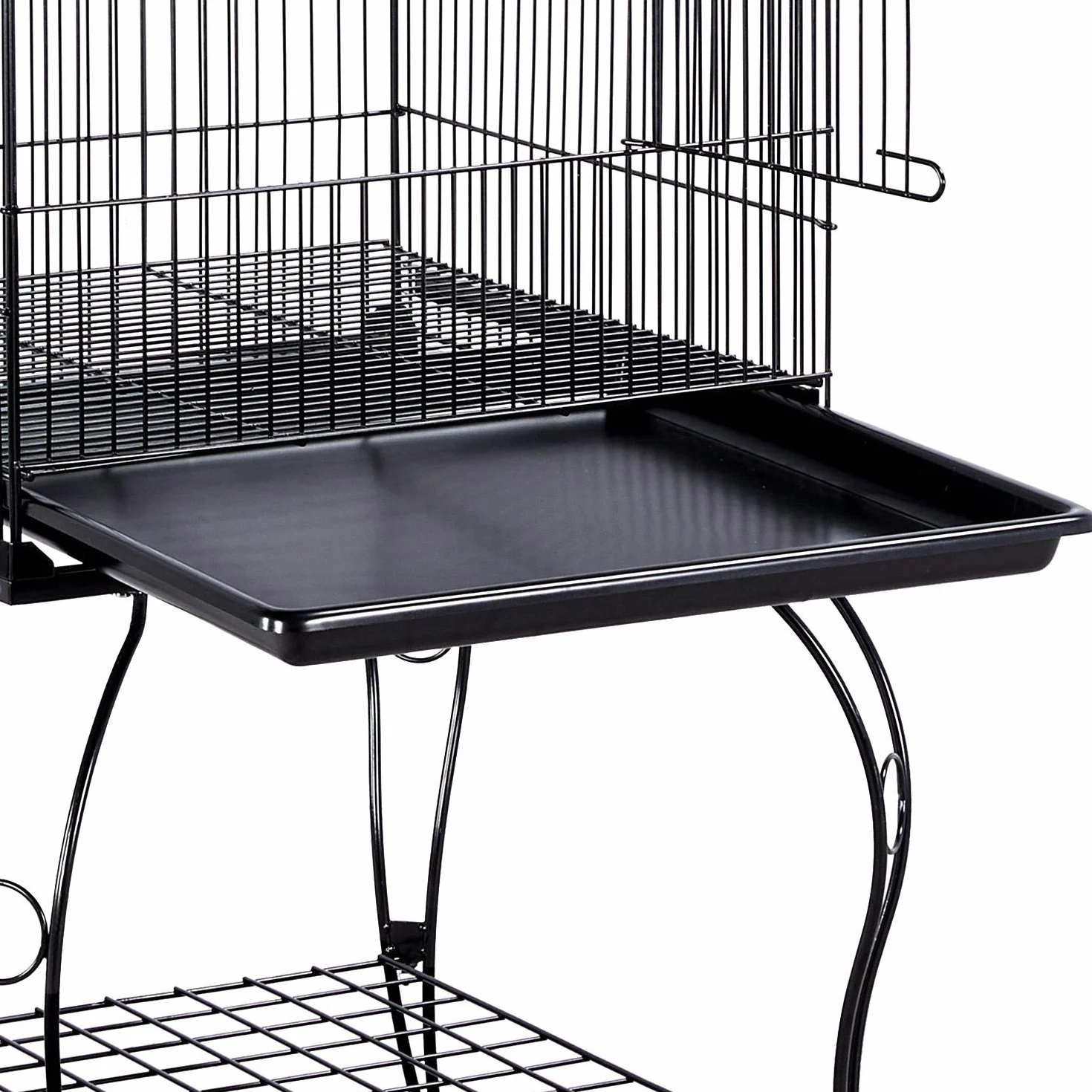 Yaheetech Jaula de Pájaros Jaula con Ruedas Jaula para Loros Canarios Jaula con Perchas para Pájaros 59 x 59 x 150 cm - Metal - Negro