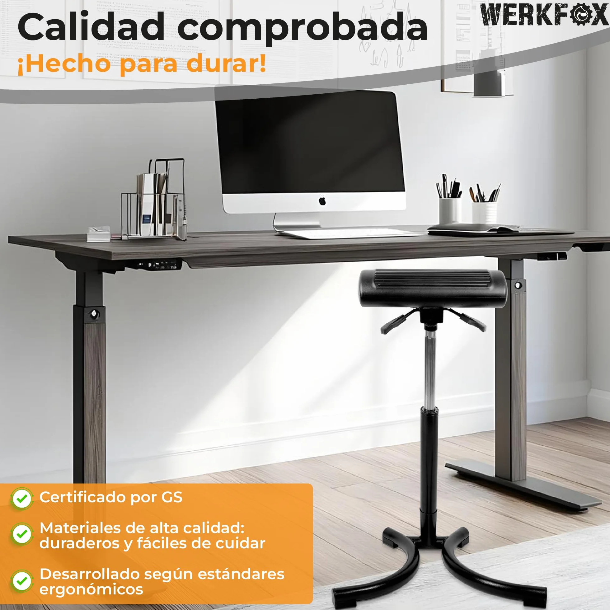 Taburete ergonómico de altura ajustable para taller, oficina e industria