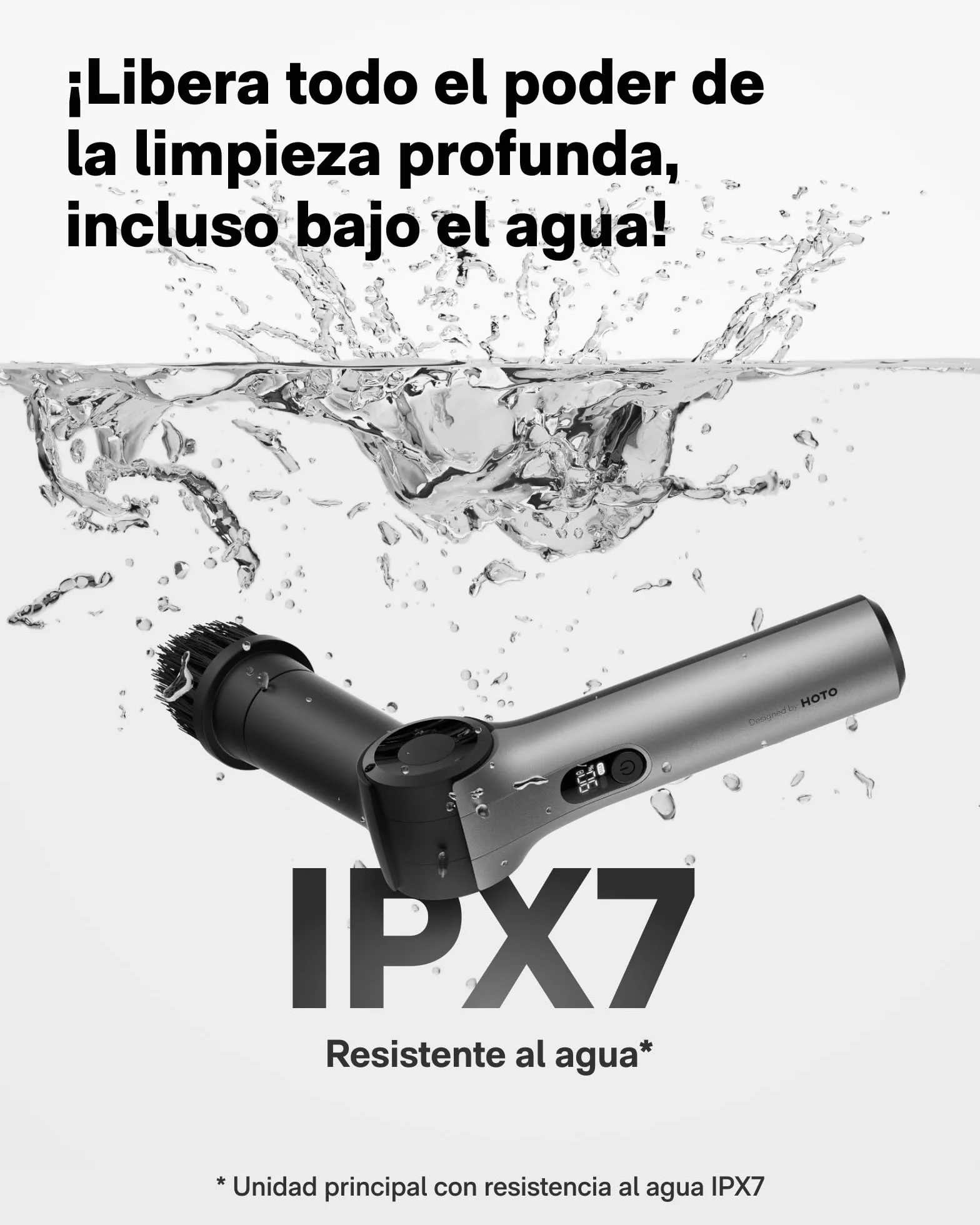 HOTO Cepillo Eléctrico Limpieza Hogar - Mango Extensible con Ángulo Ajustable, IPX7, Incluye 8 Cabezales Reemplazables para Limpieza Profunda de Baños, Azulejos y Superficies