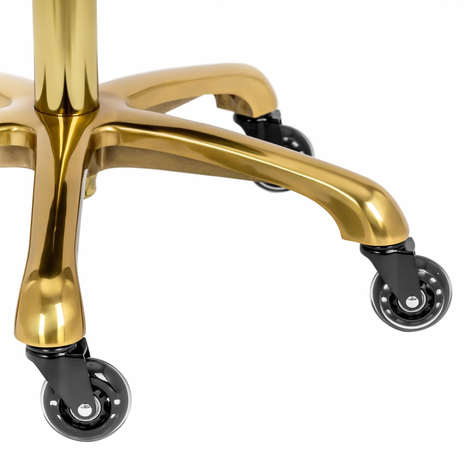 physa Taburete de Estética con Ajuste de Altura 55-70 cm para hasta 150 kg Blanco y Dorado Taburete de oficina tipo silla de montar Taburete pony Taburete de estética con ruedas