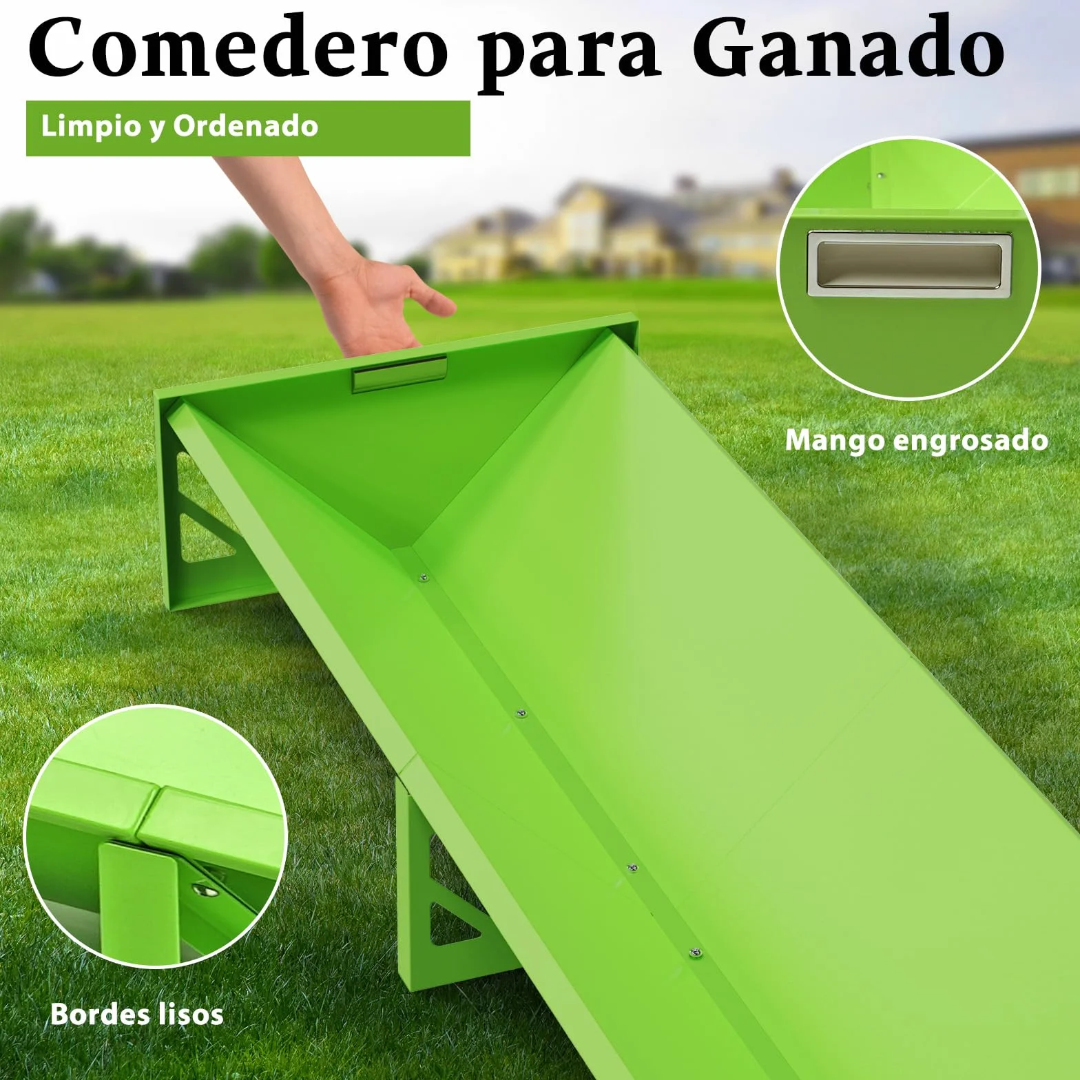 Alimentador De Cabra, Acero Galvanizado, Alimentador De Vivo Resistente De Gran Capacidad, PortáTil, Para Granjas De Alpacas, Calves, Ovejas, Caballos (Verde)